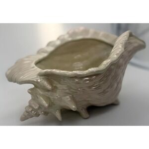Vintage Ceramic Conch Shell Planter Iridescent Pearl Lusterware Nautical Coastal